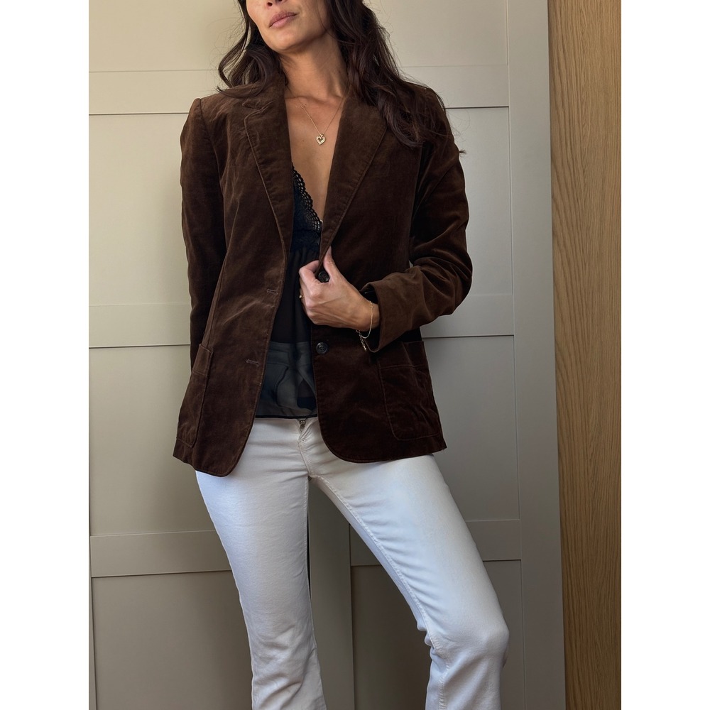 Vintage Mr. Andor of California Chocolate Brown Velvet Blazer Jacket Size 10